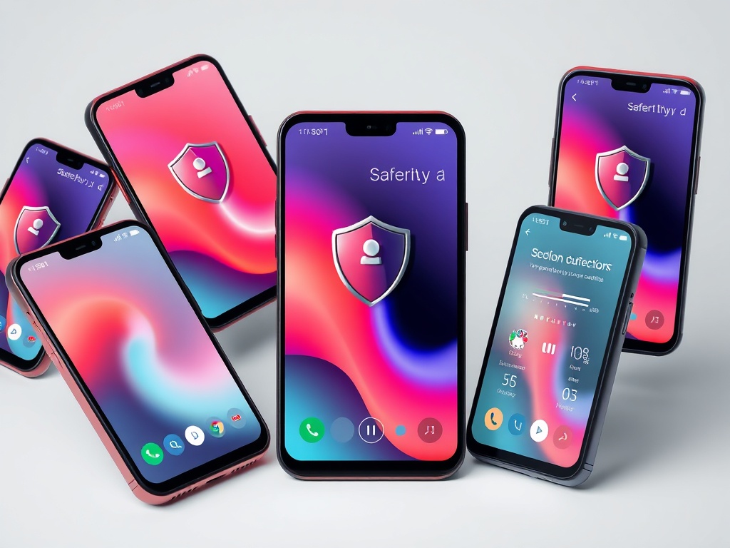 Colorful collection of Android devices and app interfaces